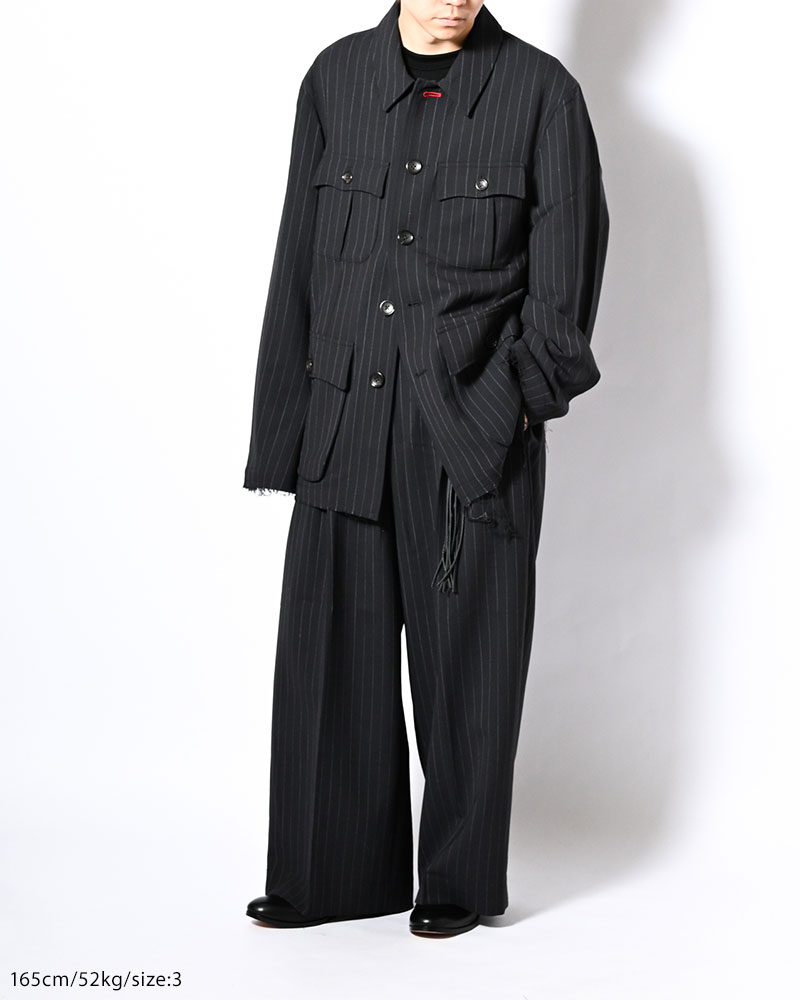 BONDED WOOL JACKET -NAVY-