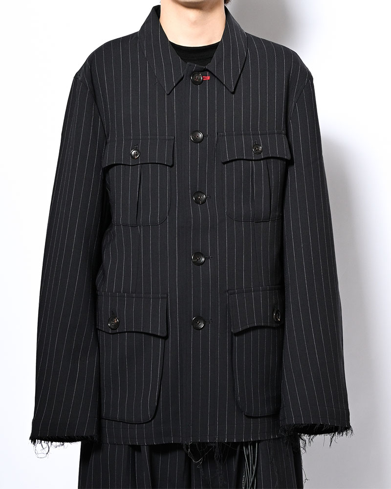 BONDED WOOL JACKET -NAVY-