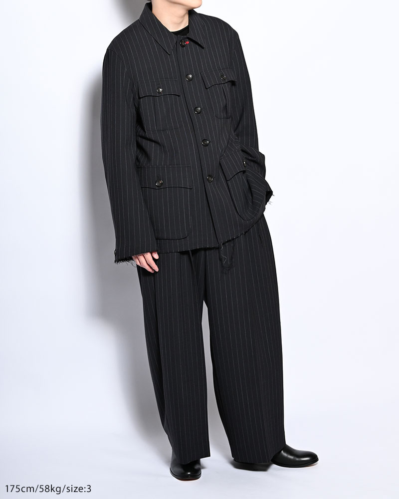 BONDED WOOL JACKET -NAVY-