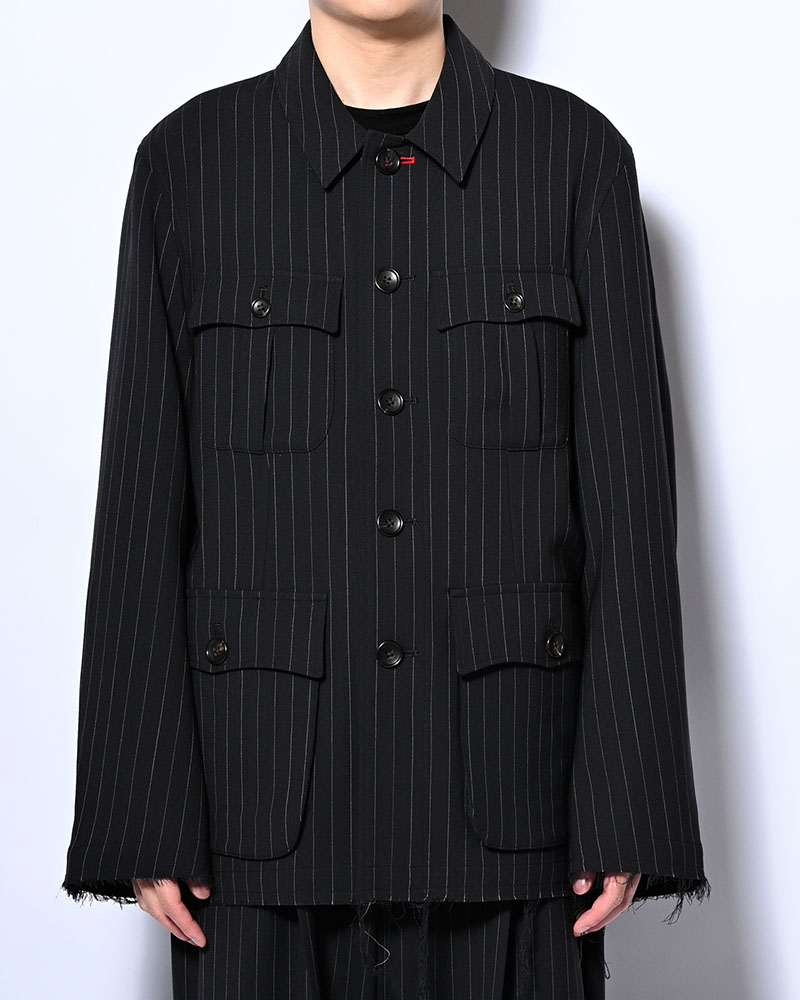 BONDED WOOL JACKET -NAVY-