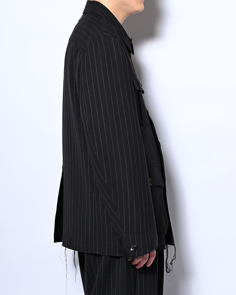 BONDED WOOL JACKET -NAVY-
