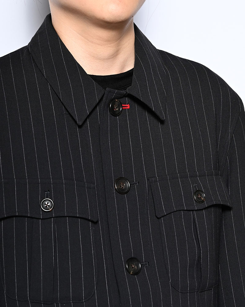 BONDED WOOL JACKET -NAVY-