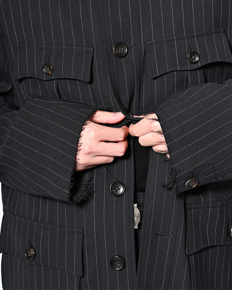 BONDED WOOL JACKET -NAVY-
