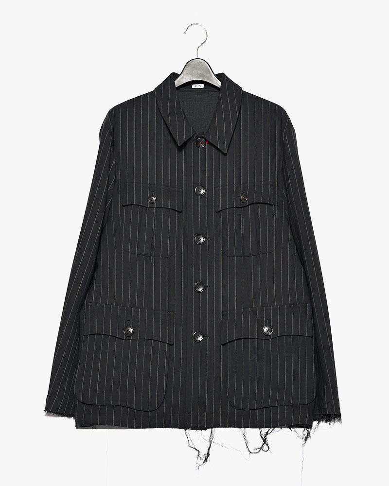 BONDED WOOL JACKET -NAVY-