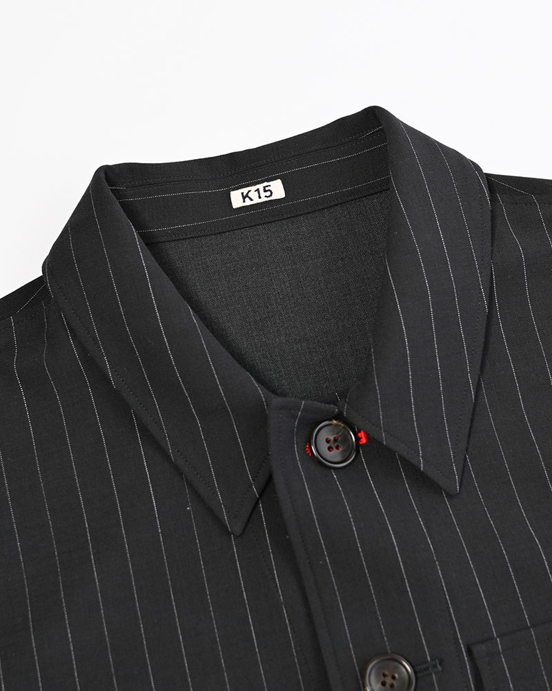BONDED WOOL JACKET -NAVY-