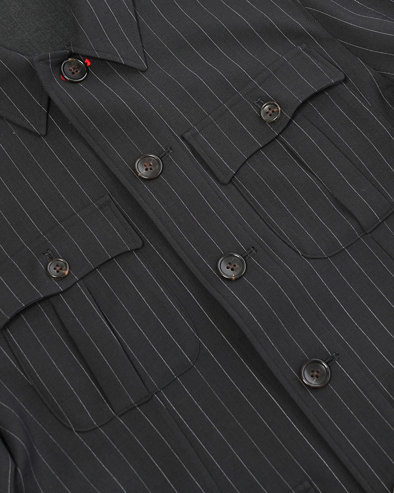 BONDED WOOL JACKET -NAVY-