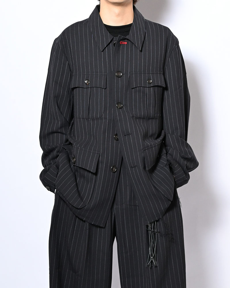 BONDED WOOL JACKET -NAVY-