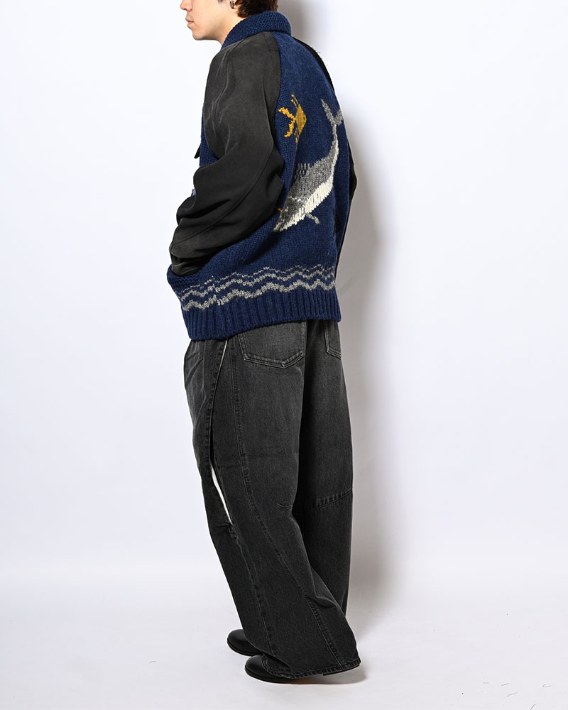 COMBINATION COWICHAN SWEATER -BLUE-