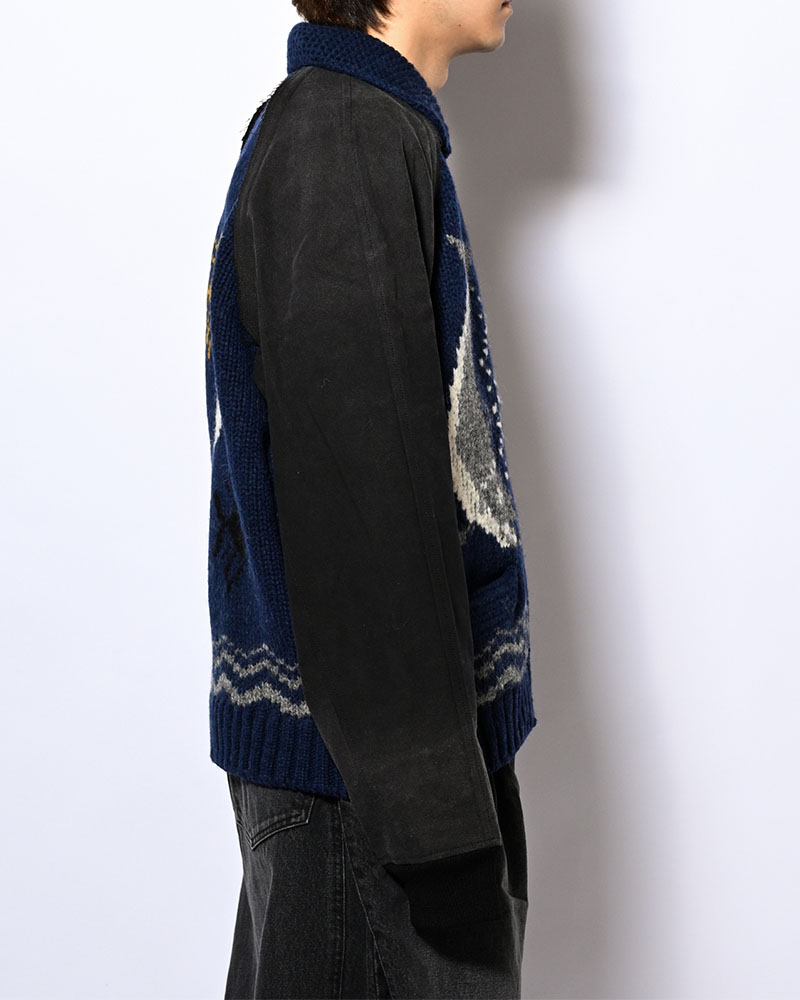 COMBINATION COWICHAN SWEATER -BLUE-