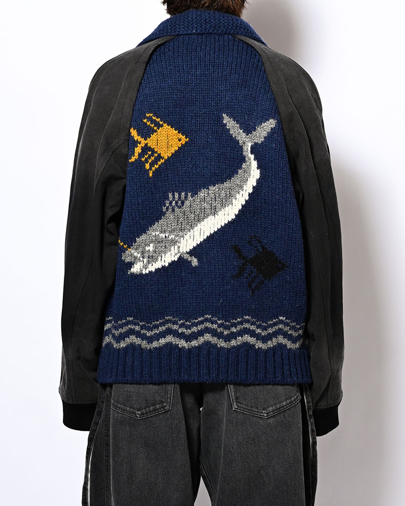 COMBINATION COWICHAN SWEATER -BLUE-
