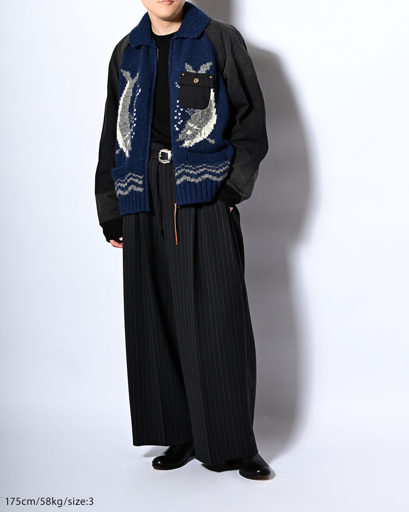 COMBINATION COWICHAN SWEATER -BLUE-