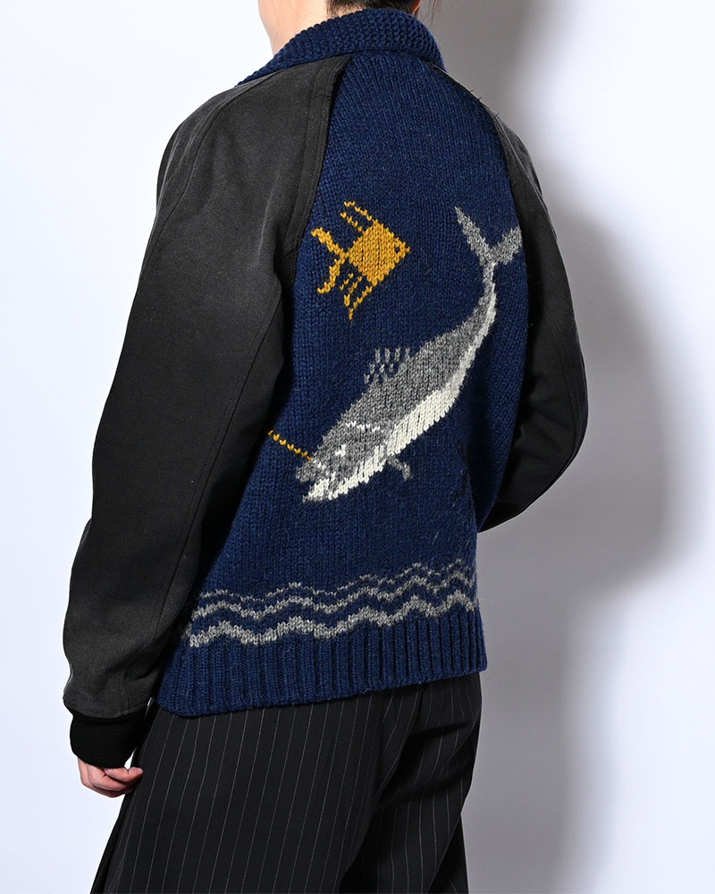 COMBINATION COWICHAN SWEATER -BLUE-