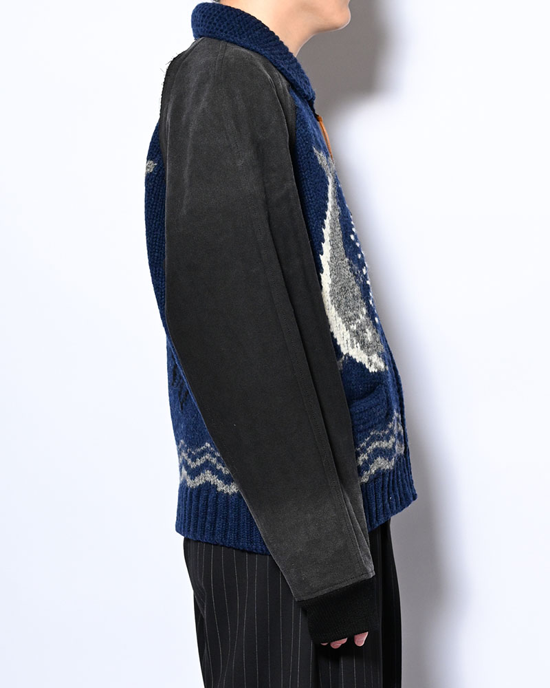 COMBINATION COWICHAN SWEATER -BLUE-