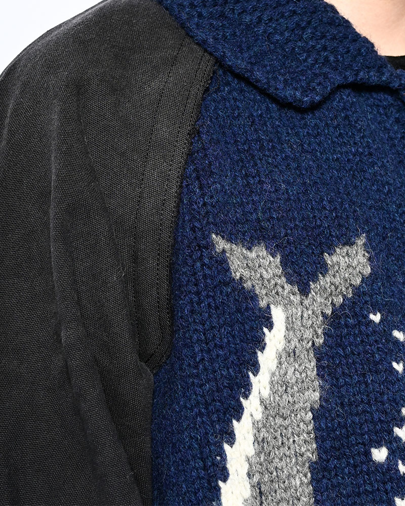 COMBINATION COWICHAN SWEATER -BLUE-