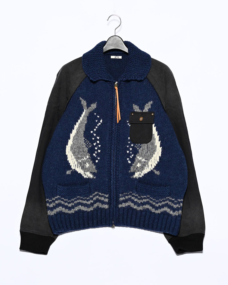 COMBINATION COWICHAN SWEATER -BLUE-