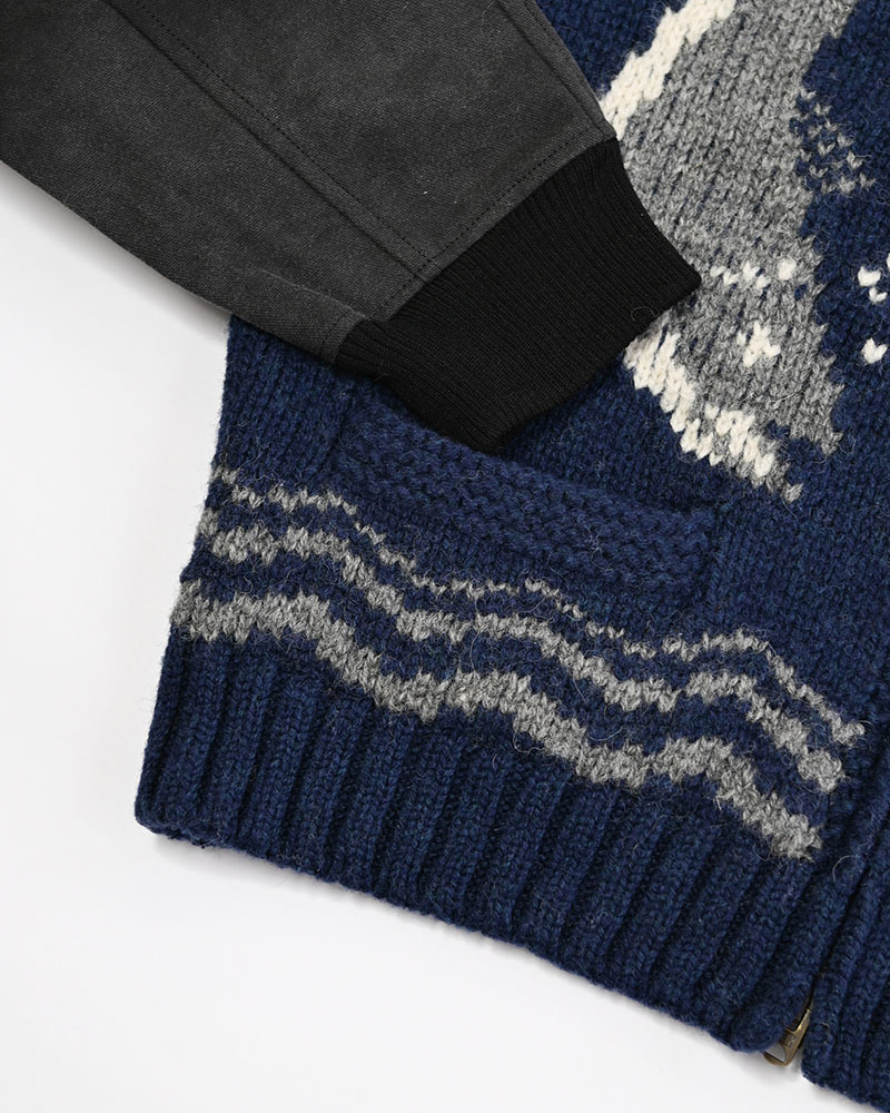 COMBINATION COWICHAN SWEATER -BLUE-