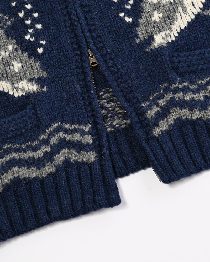 COMBINATION COWICHAN SWEATER -BLUE-