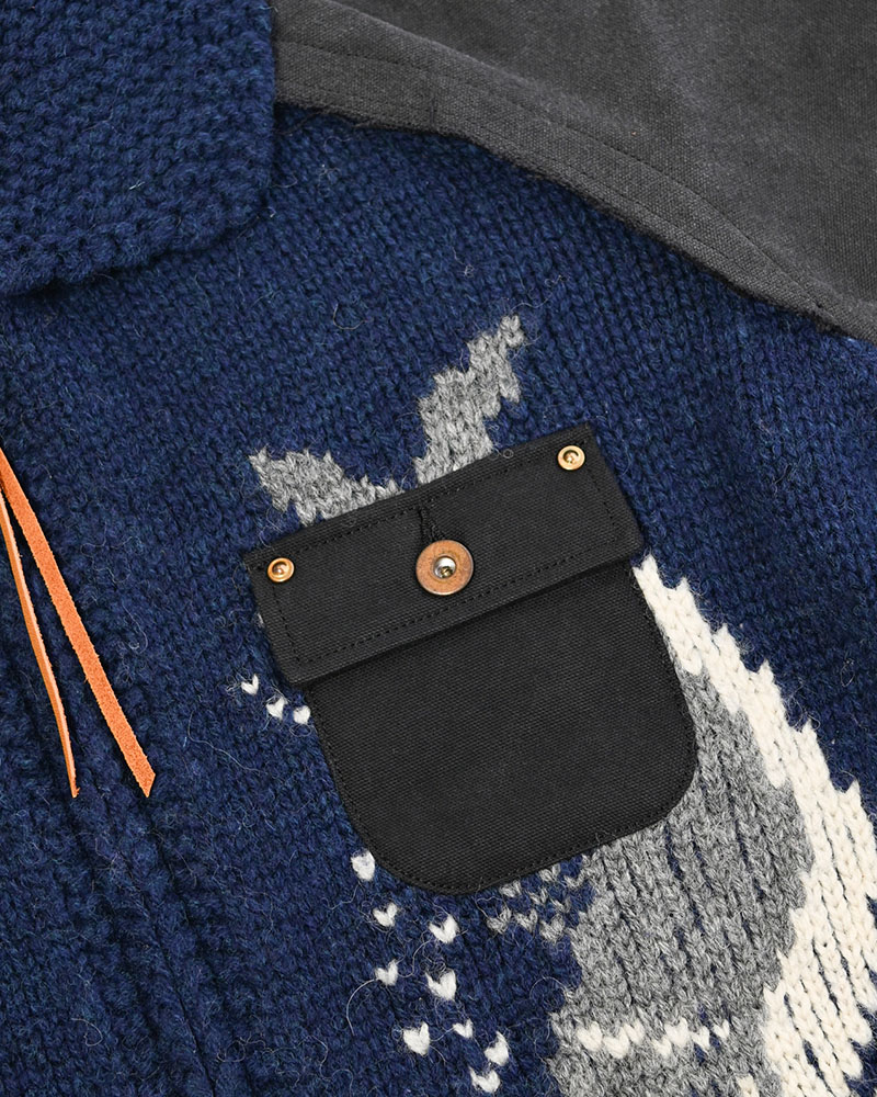 COMBINATION COWICHAN SWEATER -BLUE-