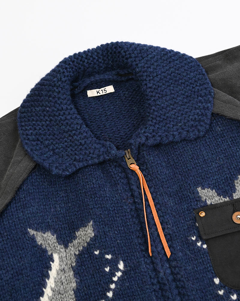 COMBINATION COWICHAN SWEATER -BLUE-