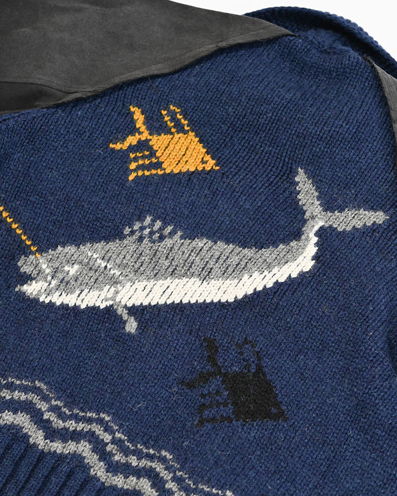 COMBINATION COWICHAN SWEATER -BLUE-