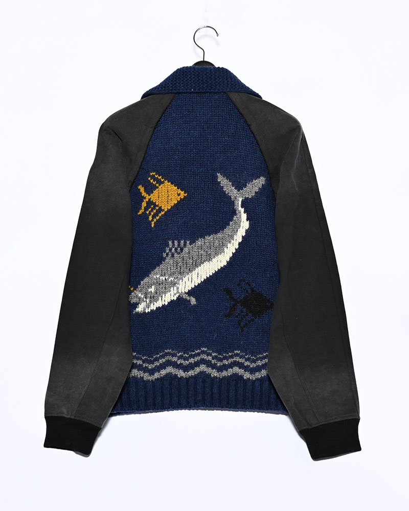 COMBINATION COWICHAN SWEATER -BLUE-