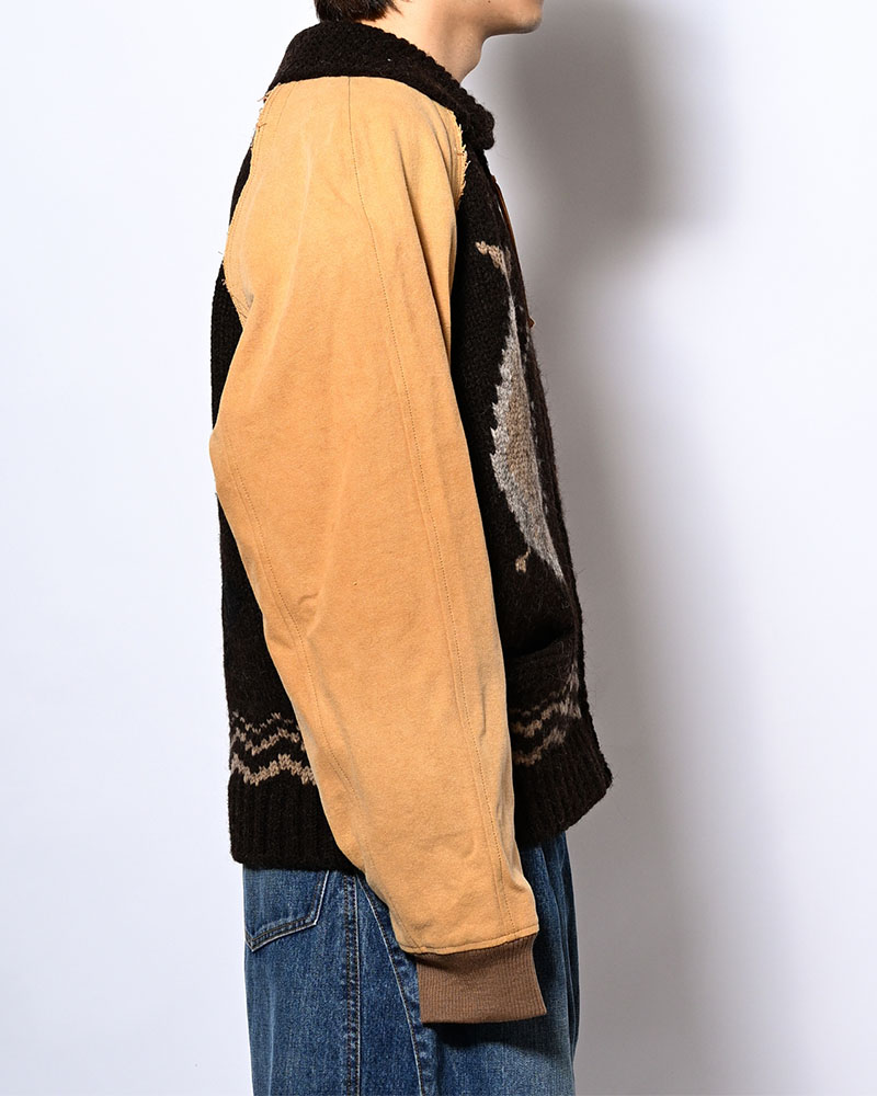 COMBINATION COWICHAN SWEATER -BROWN-
