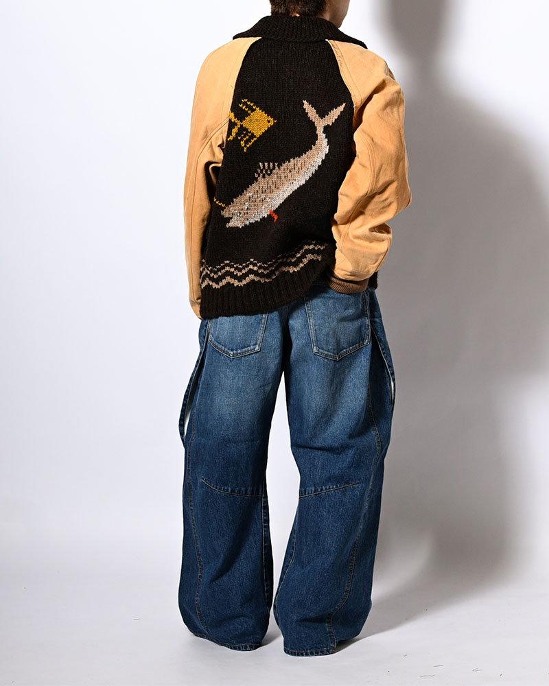 COMBINATION COWICHAN SWEATER -BROWN-