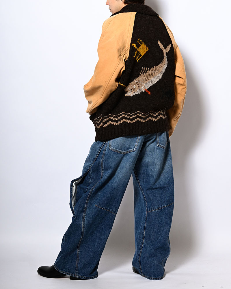 COMBINATION COWICHAN SWEATER -BROWN-