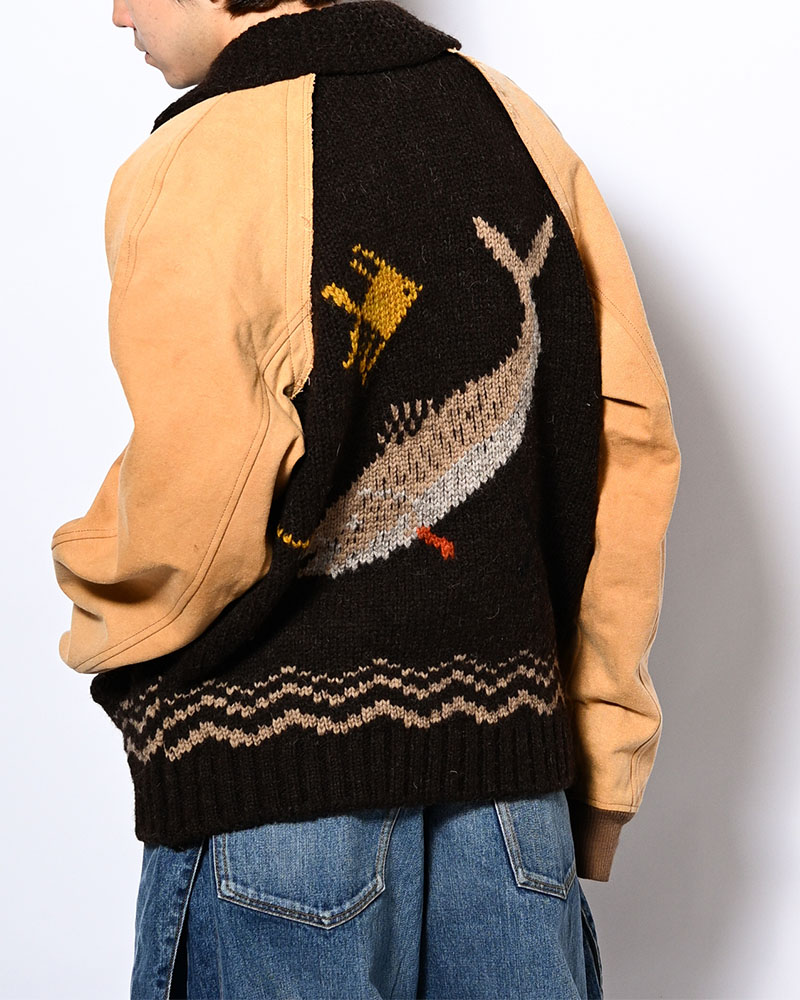 COMBINATION COWICHAN SWEATER -BROWN-