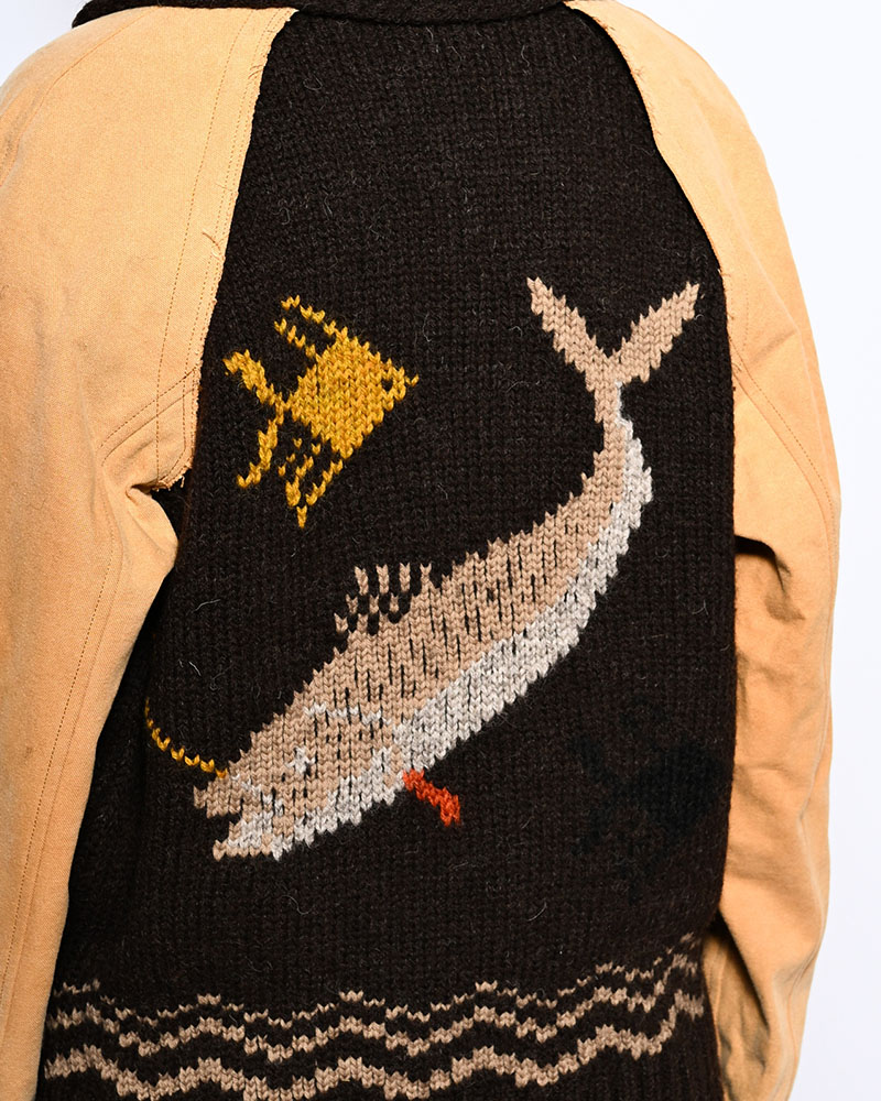 COMBINATION COWICHAN SWEATER -BROWN-