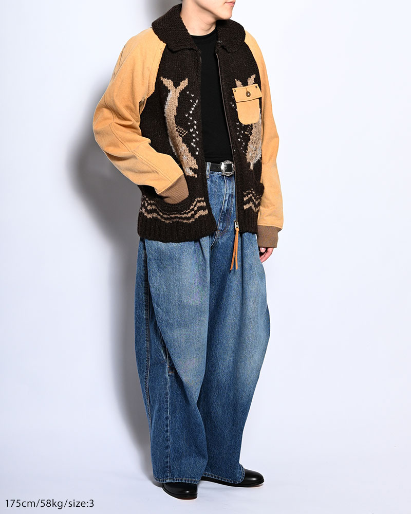COMBINATION COWICHAN SWEATER -BROWN-