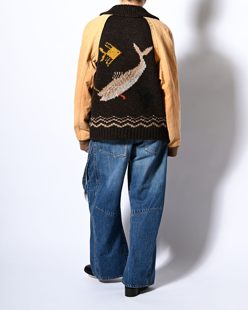 COMBINATION COWICHAN SWEATER -BROWN-
