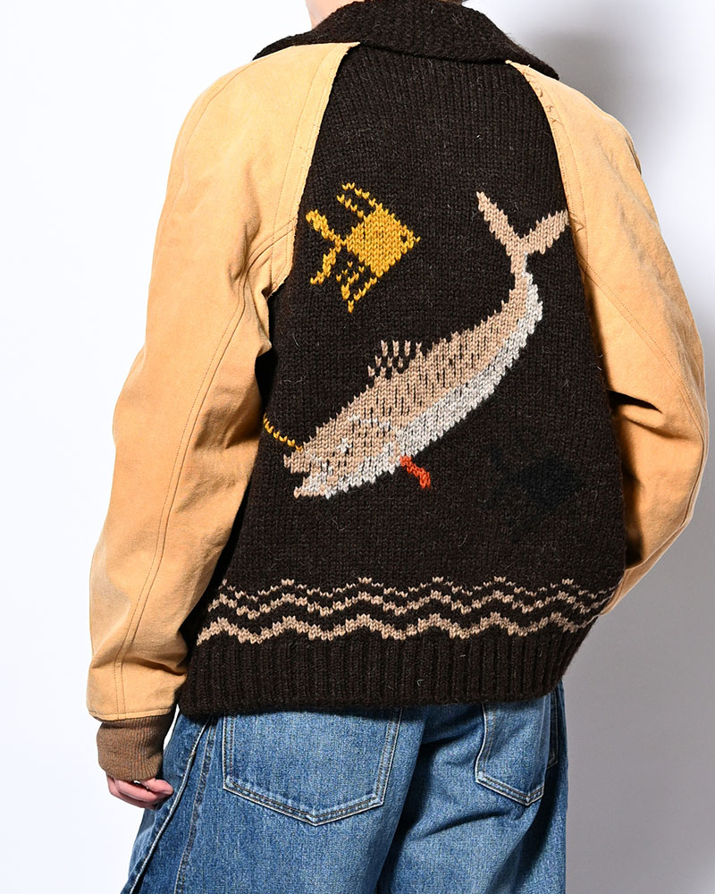 COMBINATION COWICHAN SWEATER -BROWN-