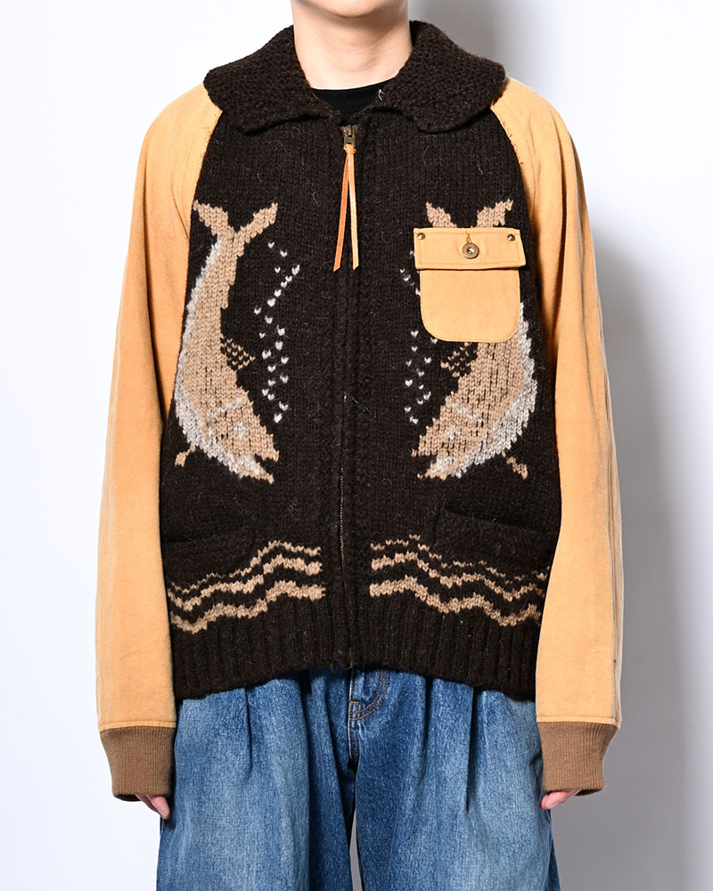 COMBINATION COWICHAN SWEATER -BROWN-