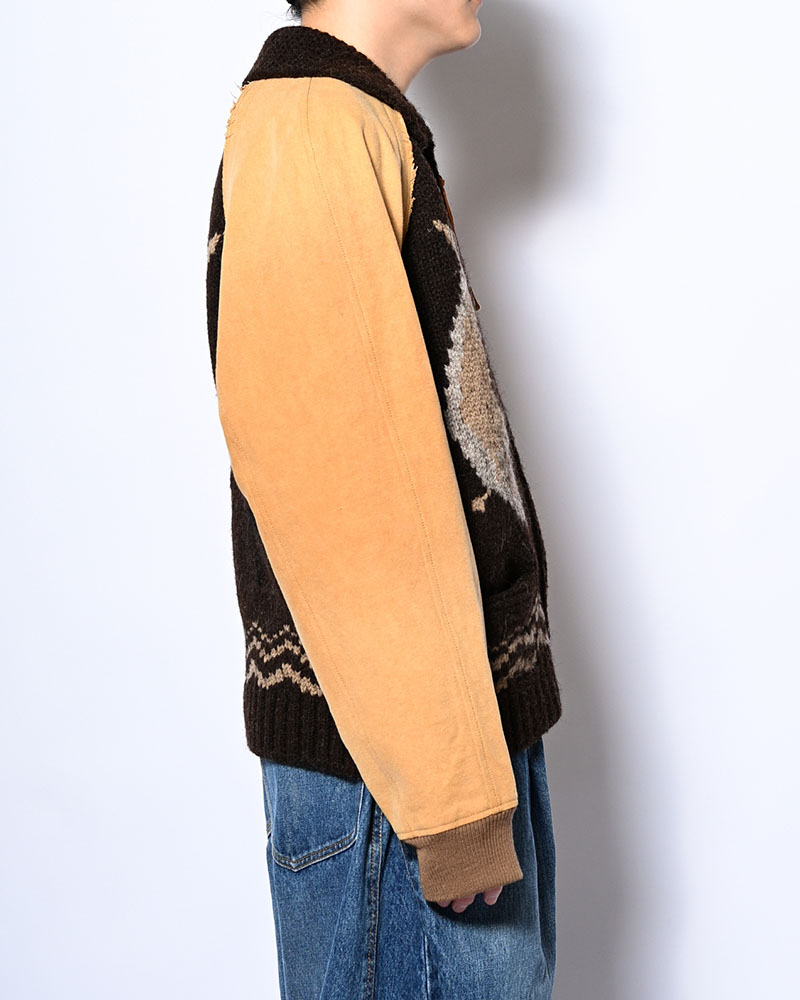 COMBINATION COWICHAN SWEATER -BROWN-