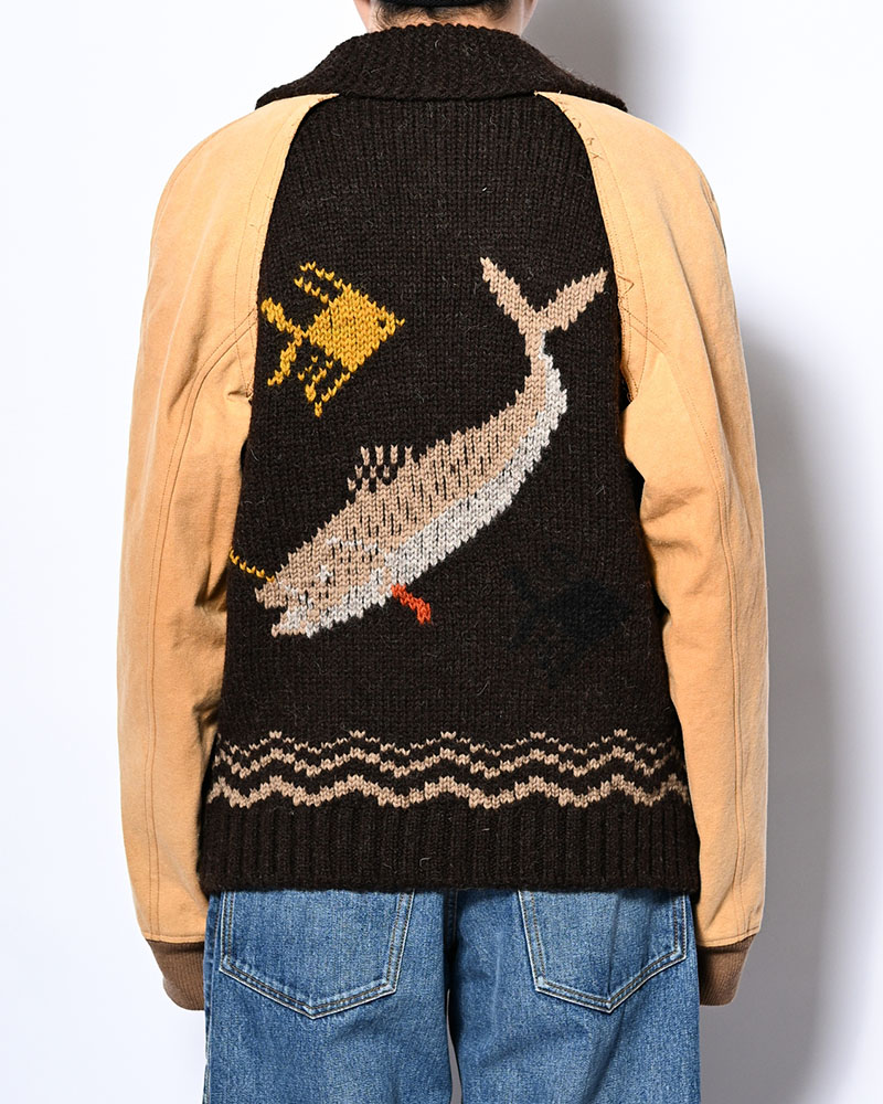 COMBINATION COWICHAN SWEATER -BROWN-