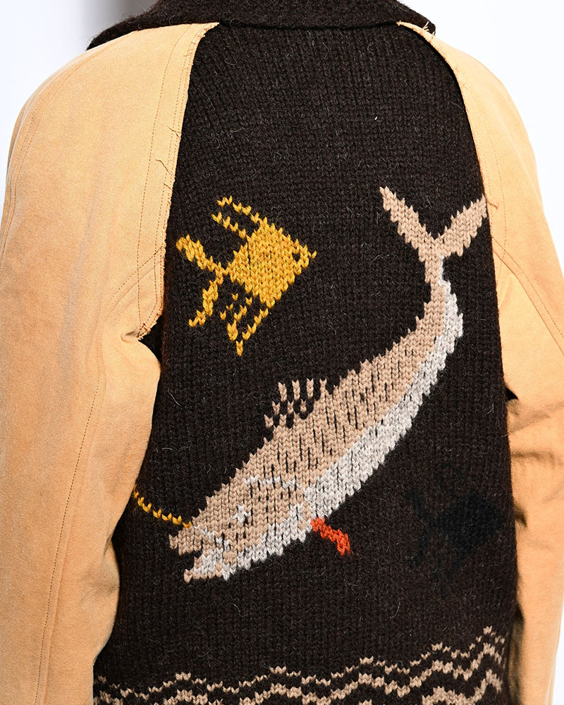 COMBINATION COWICHAN SWEATER -BROWN-