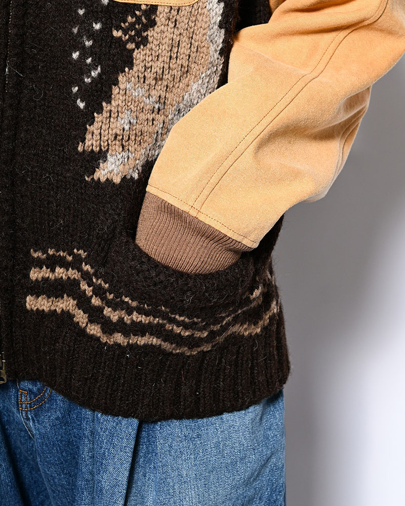 COMBINATION COWICHAN SWEATER -BROWN-