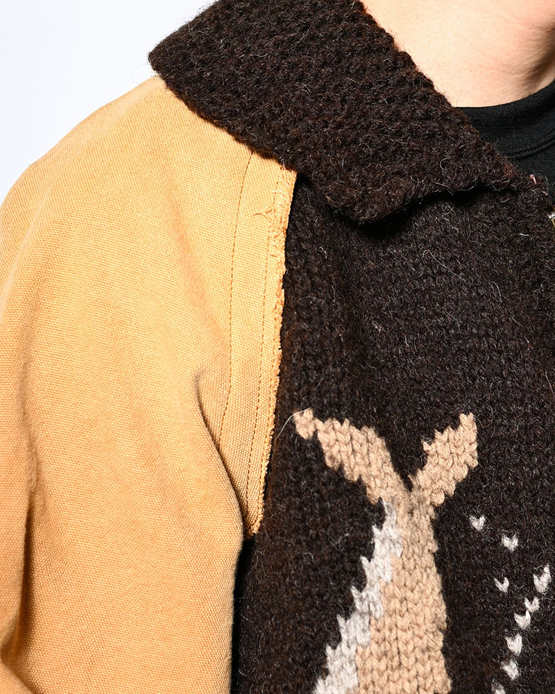COMBINATION COWICHAN SWEATER -BROWN-