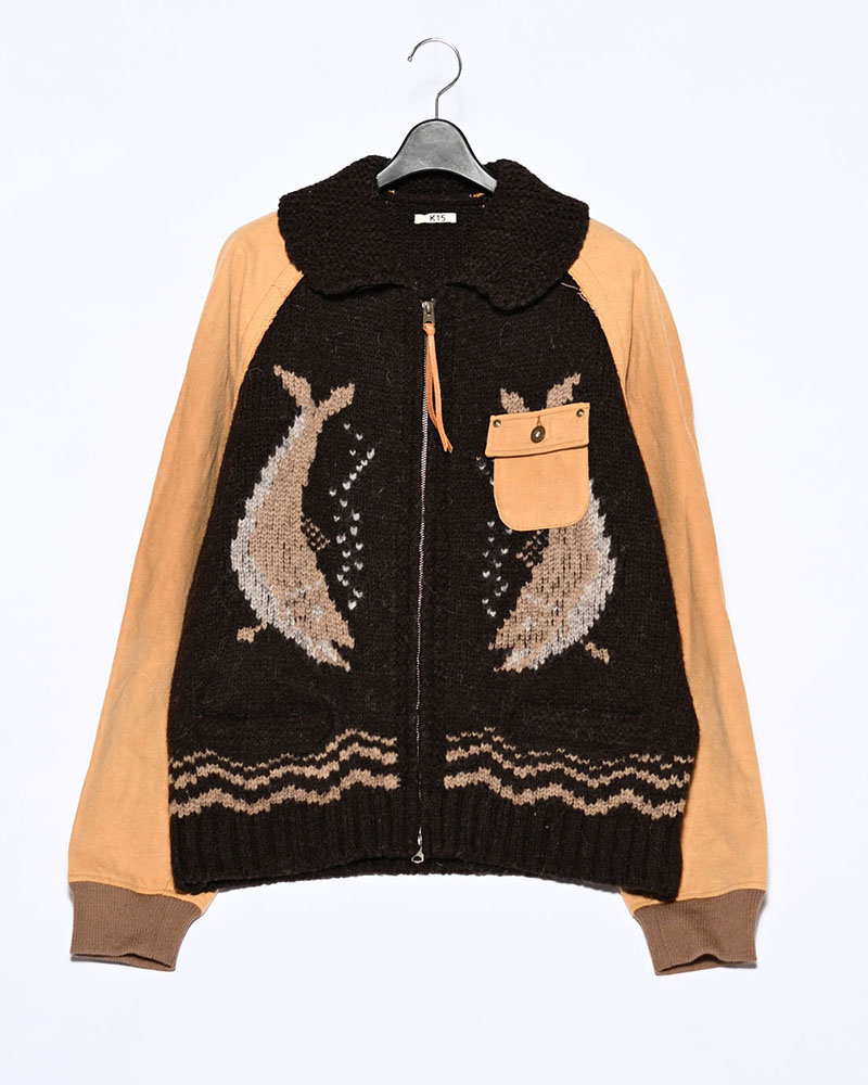 COMBINATION COWICHAN SWEATER -BROWN-