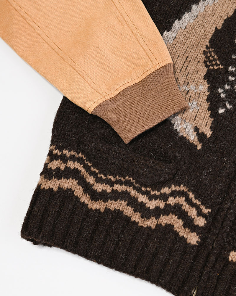 COMBINATION COWICHAN SWEATER -BROWN-