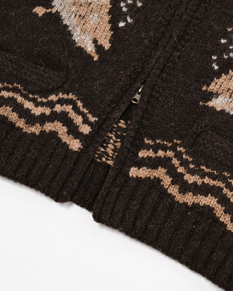 COMBINATION COWICHAN SWEATER -BROWN-