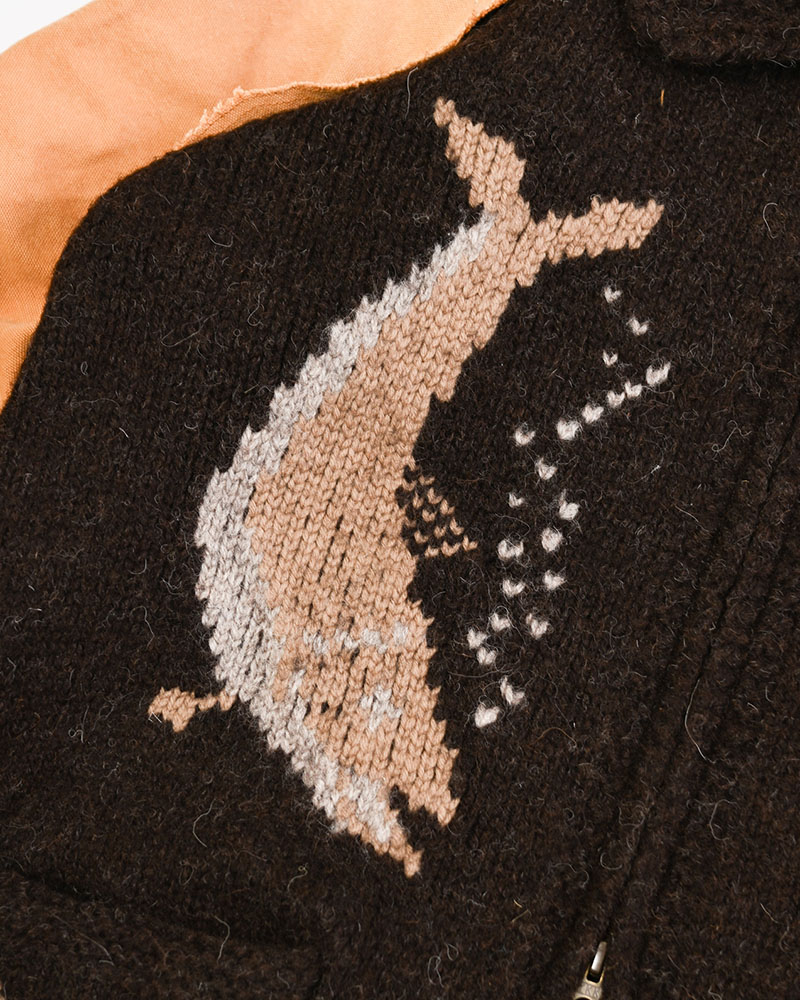 COMBINATION COWICHAN SWEATER -BROWN-