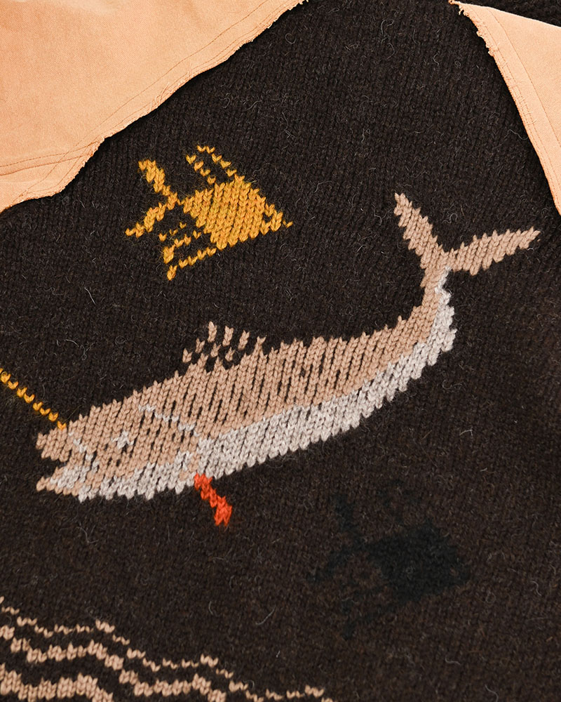 COMBINATION COWICHAN SWEATER -BROWN-