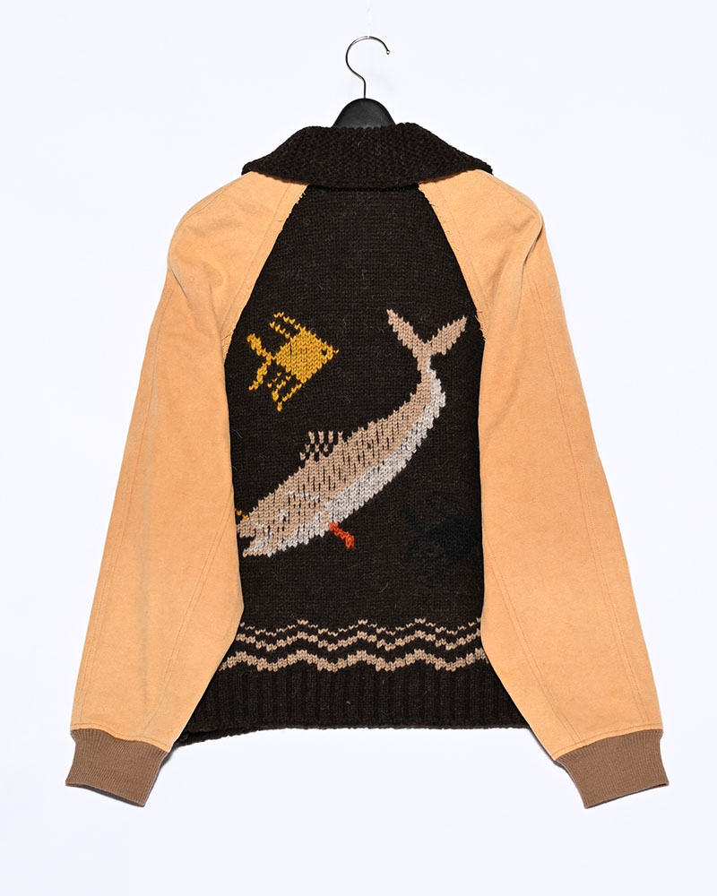 COMBINATION COWICHAN SWEATER -BROWN-