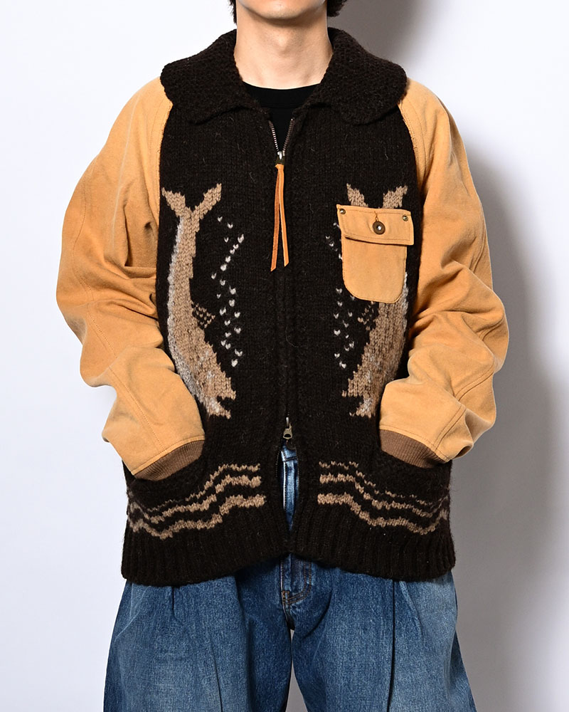 COMBINATION COWICHAN SWEATER -BROWN-