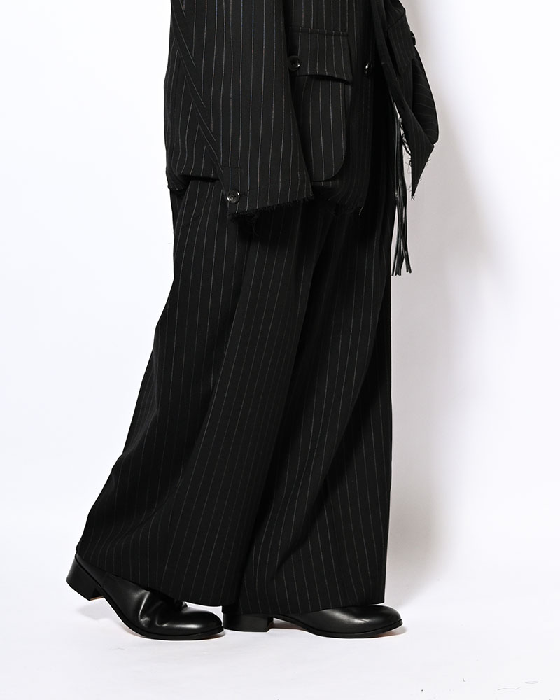 PLEATS BONDED WOOL PT -BLACK-
