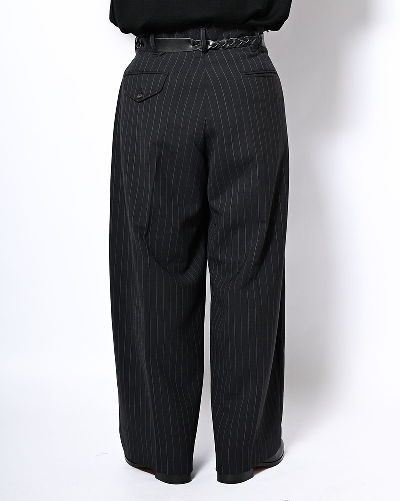 PLEATS BONDED WOOL PT -BLACK-