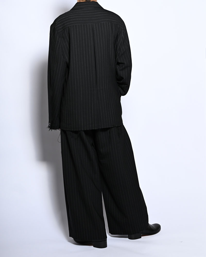 PLEATS BONDED WOOL PT -BLACK-