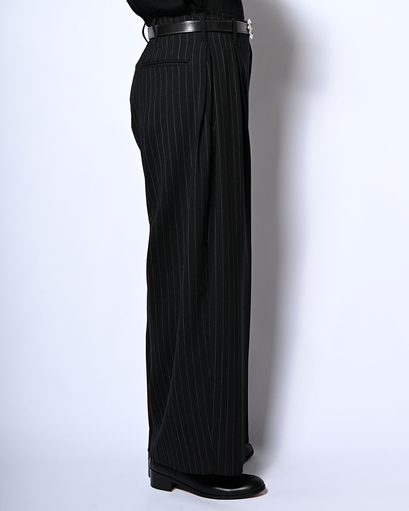 PLEATS BONDED WOOL PT -BLACK-